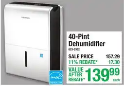 Menards 40-Pint Dehumidifier offer