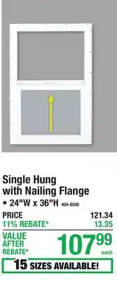 Menards Single Hung with Nailing Flange offer
