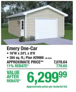 Menards Emery One-Car offer