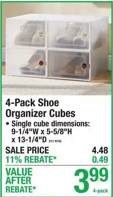 Menards 4-Pack Shoe Organizer Cubes offer