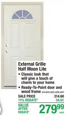 Menards External Grille Half Moon Lite offer