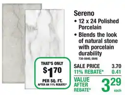 Menards Sereno WATERPROOF TILE offer