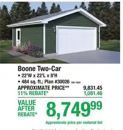Menards Boone Two-Car offer