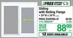 Menards Sliding with Nailing Flange offer