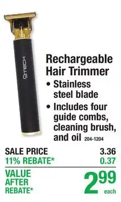 Menards Rechargeable Hair Trimmer offer