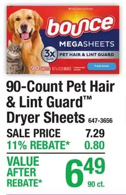 Menards 90-Count Pet Hair & Lint Guard Dryer Sheets offer