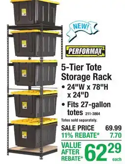 Menards 5-Tier Tote Storage Rack offer