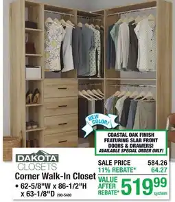 Menards Corner Walk-in Closet offer