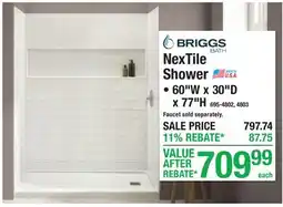 Menards BRIGGS NexTile Shower offer