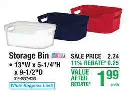 Menards Storage Bin offer
