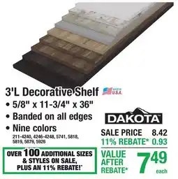 Menards 3'L Decorative Shelf offer
