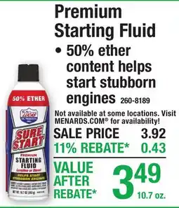 Menards Premium Starting Fluid offer