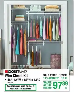 Menards CLOSETMAID Wire Closet Kit offer