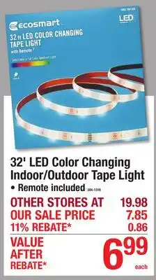 Menards 32' LED Color Changing Indoor/Outdoor Tape Light offer