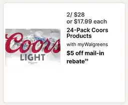 Walgreens 24-Pack Coors Products offer
