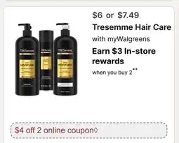 Walgreens Tresemme Hair Care offer