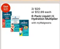 Walgreens 6-Pack Liquid I.V. Hydration Multiplier offer
