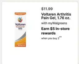 Walgreens Voltaren Arthritis Pain Gel, 1.76 oz offer