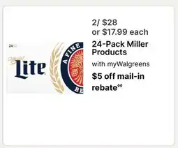 Walgreens 24-Pack Miller Products offer
