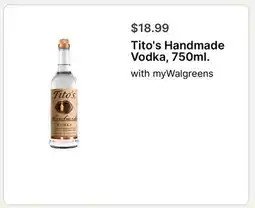 Walgreens Tito's Handmade Vodka, 750ml offer