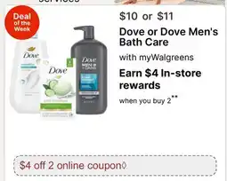 Walgreens Dove or Dove Men's Bath Care offer