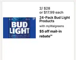 Walgreens 24-Pack Bud Light Products offer
