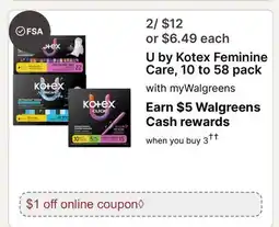 Walgreens U by Kotex Feminine Care, 10 to offer