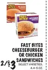 Foodarama Fast Bites cheeseburger or chicken sandwiches offer