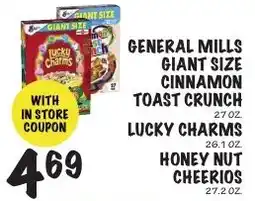 Foodarama General Mills Cinnamon Toast Crunch, Lucky Charms, Honey Nut Cheerios offer