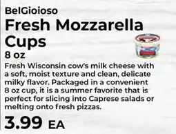 Sunset Foods BelGioioso fresh mozzarella cups offer