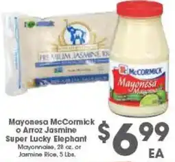 Arteagas Food Center Mayonesa McCormick o Arroz Jasmine Super Lucky Elephant offer