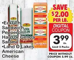 Fairplay Eckrich Sandwich Pepperoni, Hard or Genoa Salami, Land O Lakes American Cheese offer