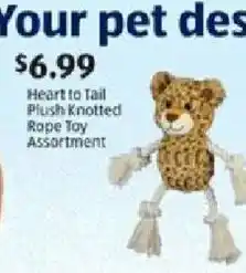 Aldi Heart to Tail Plush Knotted Rope Toy Assortment offer