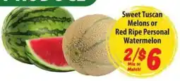 Food Giant Sweet Tuscan Melons or Red Ripe Personal Watermelon offer
