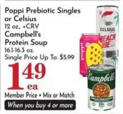 Pavilions Poppi Prebiotic Singles or Celsius or Campbell's Protein Soup offer