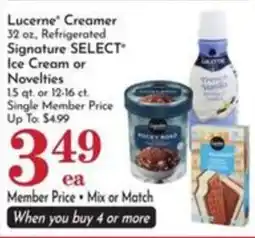 Pavilions Lucerne Creamer Signature SELECT Ice Cream or Novelties offer