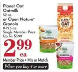Pavilions Planet Oat Oatmilk or Open Nature Granola offer