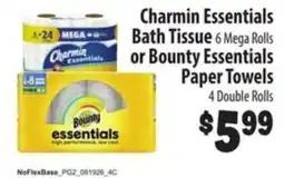 Food Giant Charmin Essentials Bath Tissue or Bounty Essentials Paper Towels offer