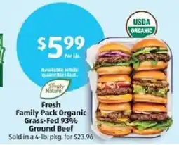 Aldi Simply Nature Fresh Family Pack Organic Grass-Fed 93% Ground Beef offer
