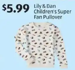 Aldi Lily & Dan Children's Super Fan Pullover offer