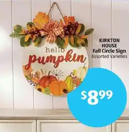 Aldi Kirkton House Fall Circle Sign offer