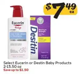 Winn Dixie Select Eucerin or Destin Baby Products offer