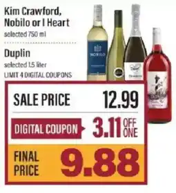 Lowes Foods Kim Crawford, Nobilo or I Heart selected 750 ml offer