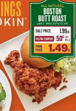 Lowes Foods All natural boston butt roast offer