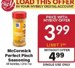 Big Y McCormick Perfect Pinch Seasoning offer
