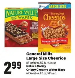 Big Y General Mills Large Size Cheerios or Nature Valley Wafer Bars offer