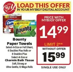 Big Y Bounty Paper Towels offer