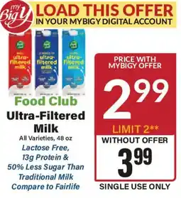 Big Y Food Club Ultra-Filtered Milk offer