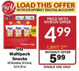 Big Y Utz Multipack Snacks offer