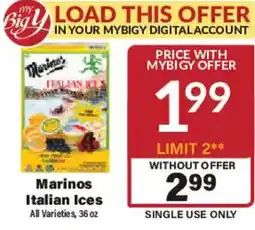 Big Y Marinos Italian Ices offer